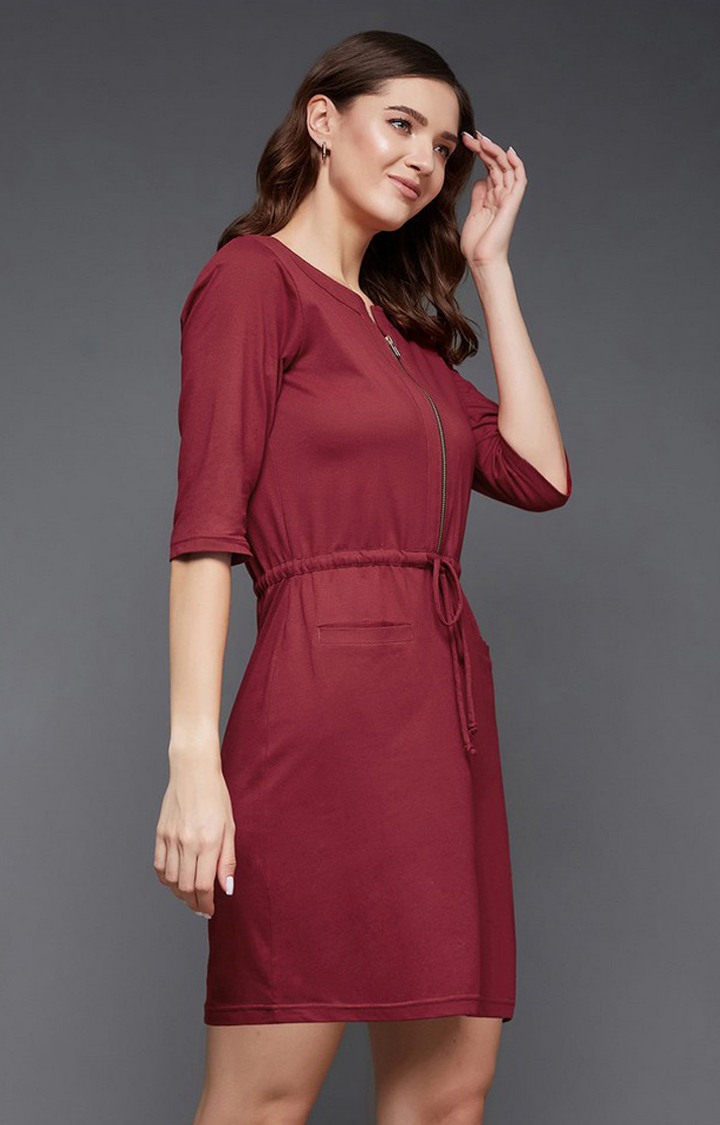 Women's Red Polycotton  Dresses