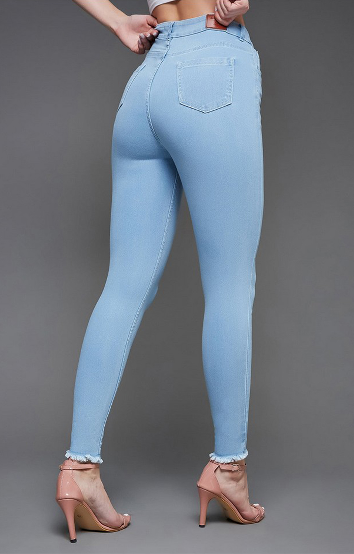 Women's Blue Solid Slim Jeans