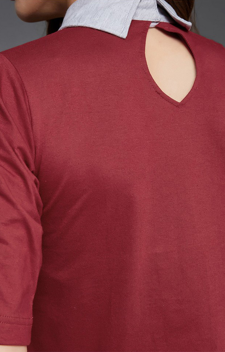 Women's Red Polycotton  Tops