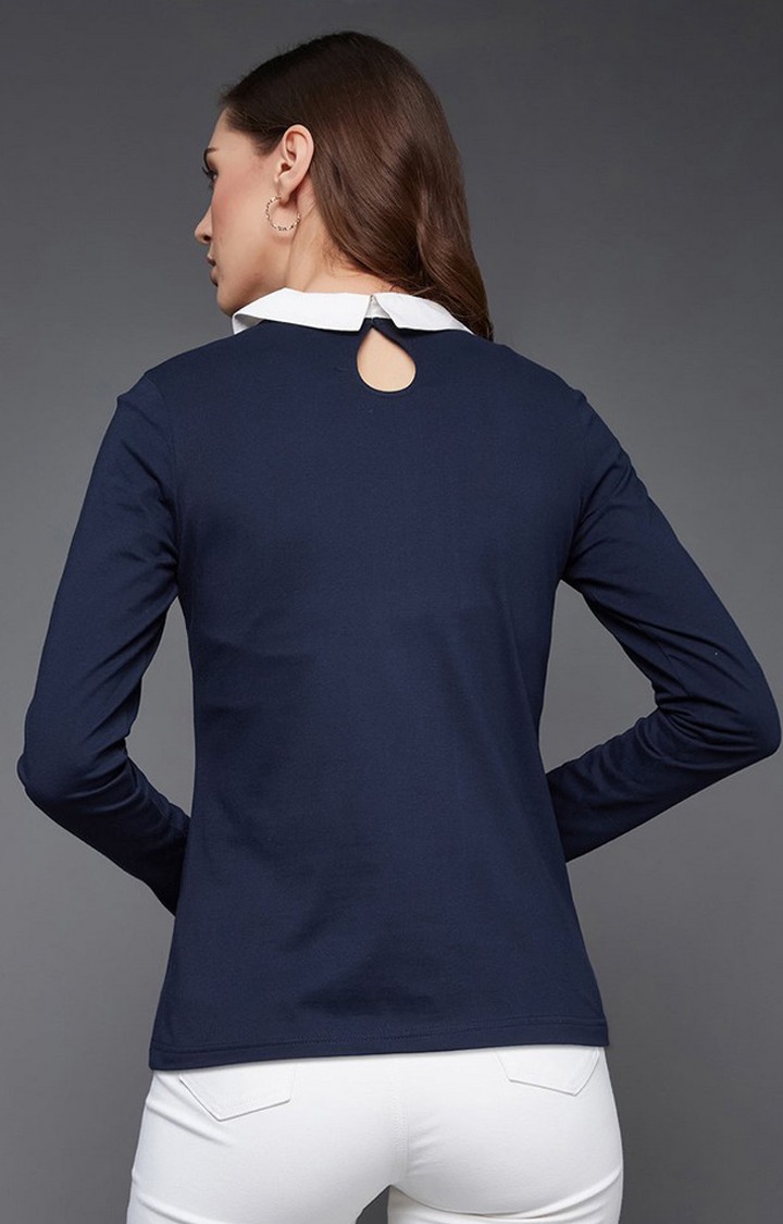 Women's Blue Polycotton  Tops