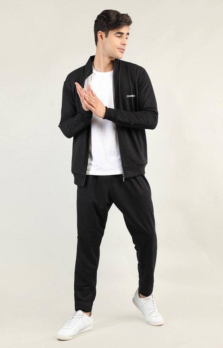 Black sale cotton tracksuit