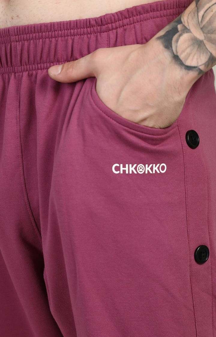 Men's Pink Solid Cotton Tracksuit