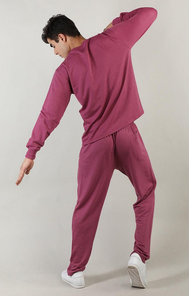 Men's Pink Solid Cotton Co-ords