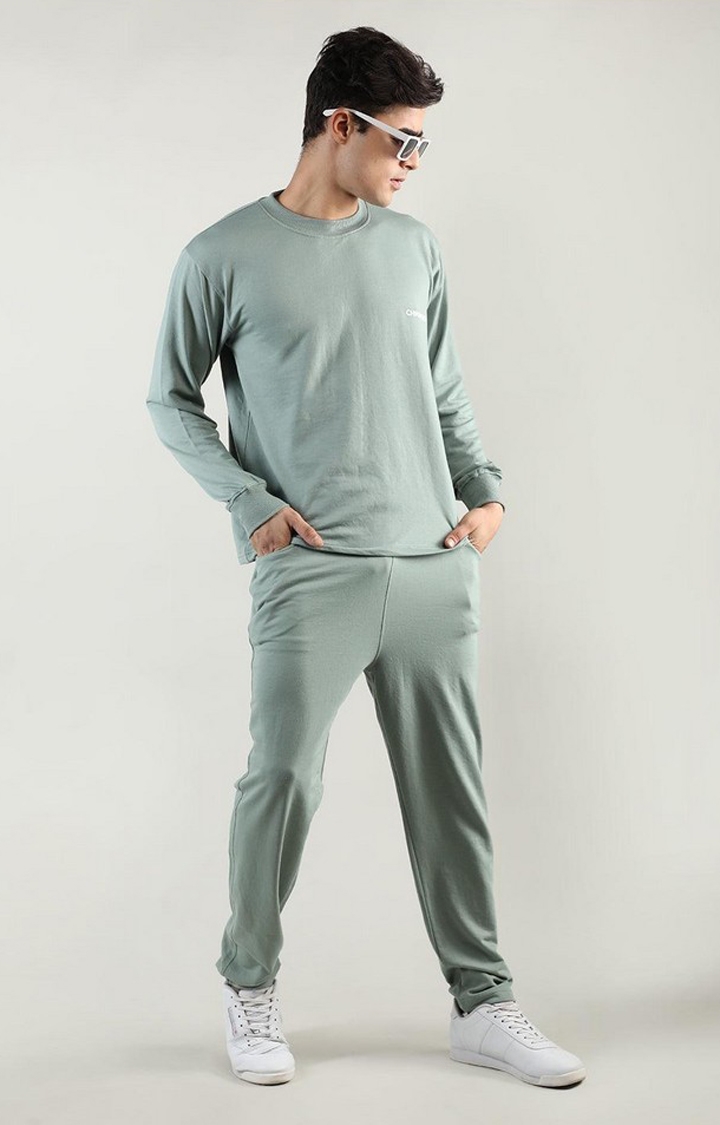 Men's Green Solid Cotton Co-ords