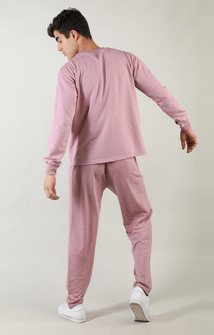 Men's Pink Solid Cotton Co-ords