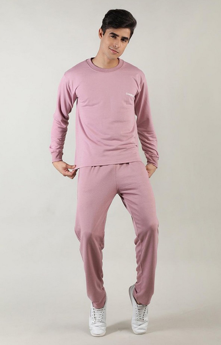 CHKOKKO | Men's Pink Solid Cotton Co-ords