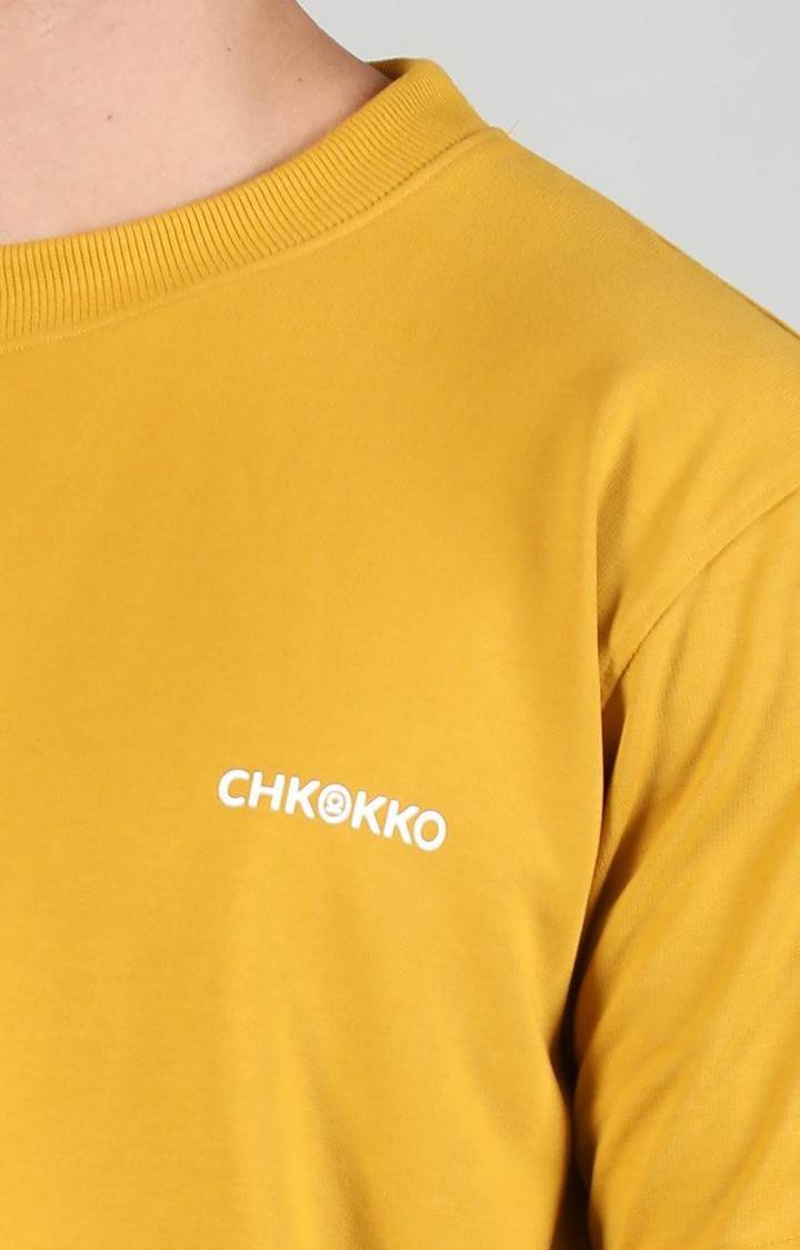Men's Yellow Solid Cotton Co-ords