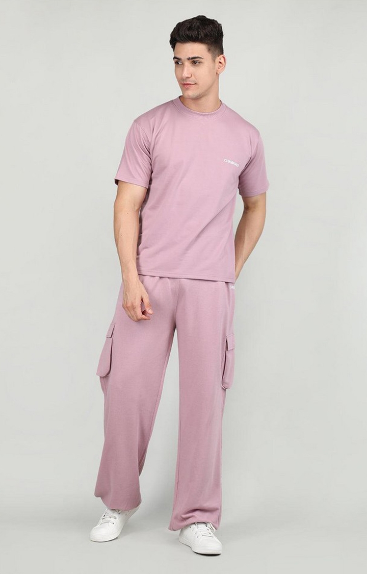 Men's Pink Solid Cotton Co-ords