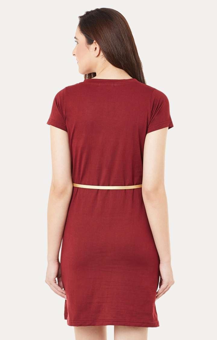 Women's Red Viscose SolidCasualwear Shift Dress