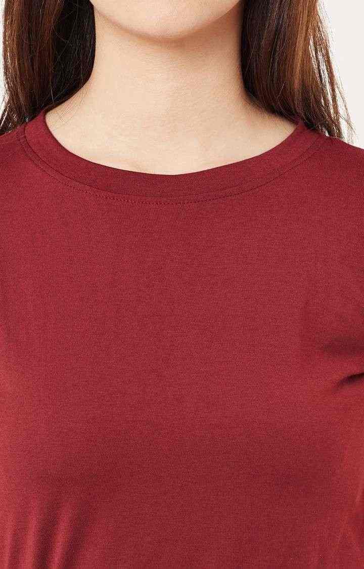 Women's Red Viscose SolidCasualwear Shift Dress
