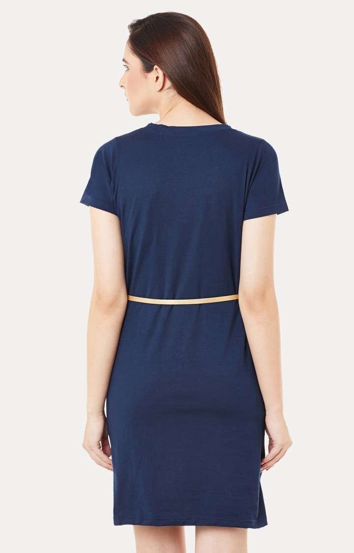 Women's Blue Viscose SolidCasualwear Shift Dress