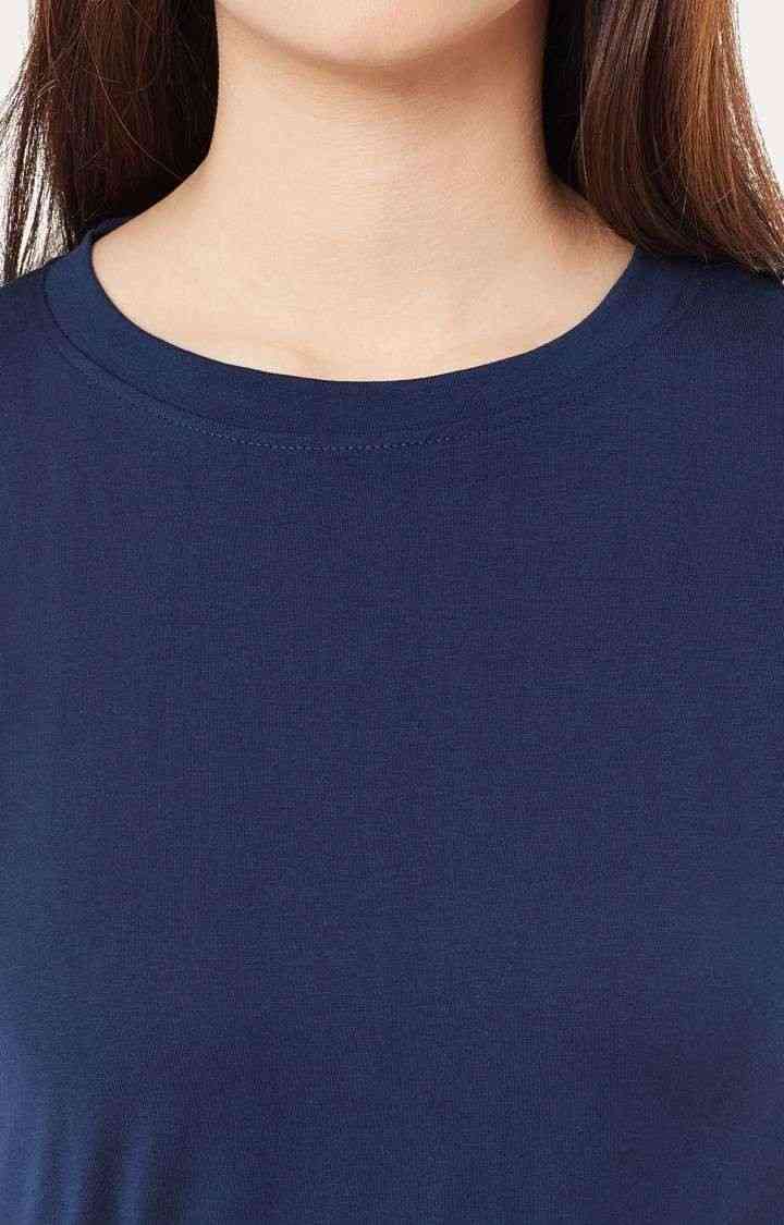 Women's Blue Viscose SolidCasualwear Shift Dress