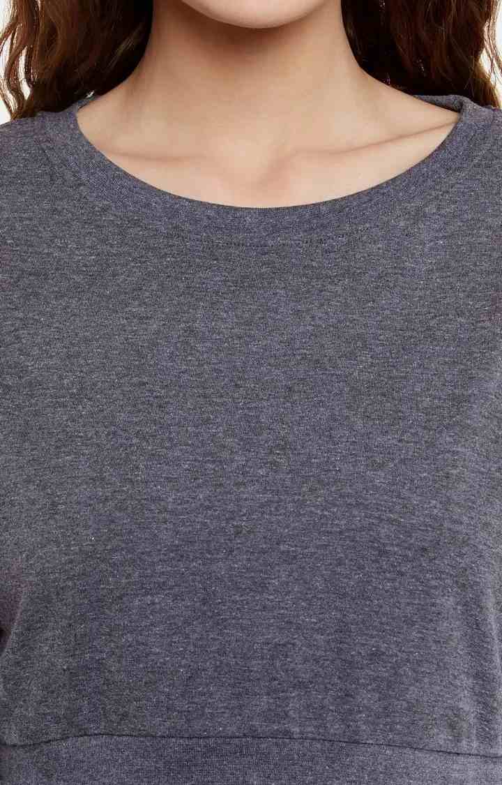 Women's Grey Viscose MelangeCasualwear Crop T-Shirts