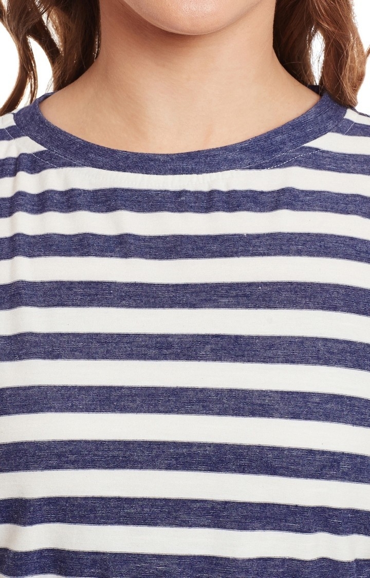 Women's White Viscose StripedCasualwear Crop T-Shirts