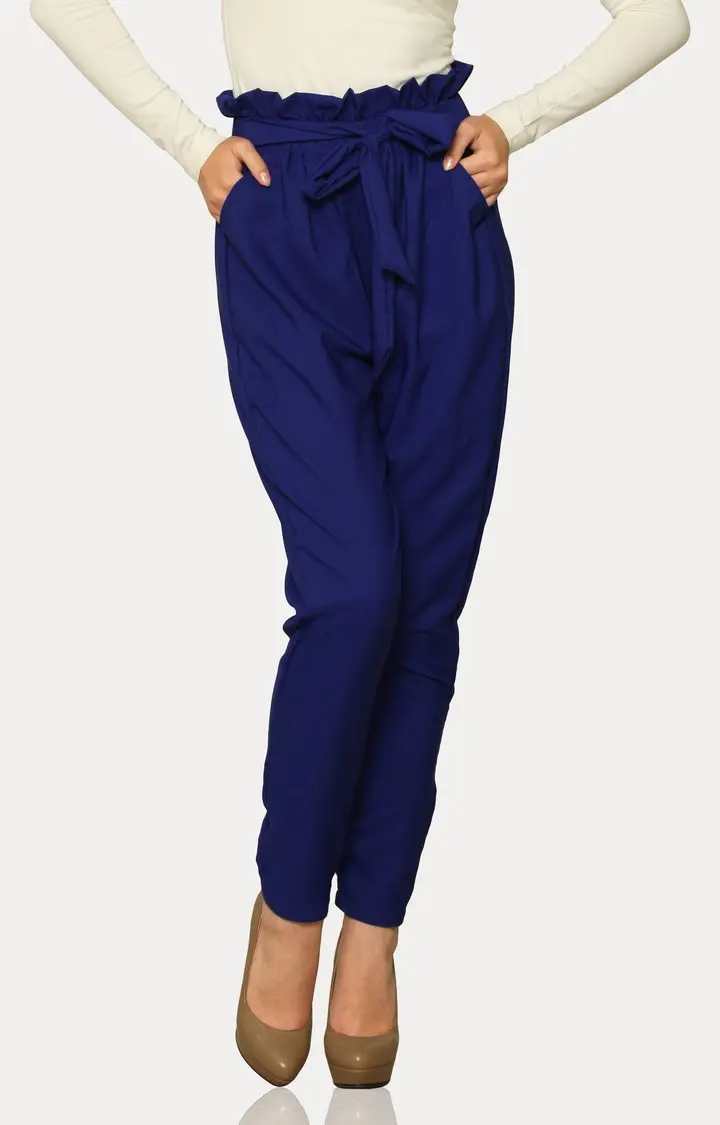 Women's Blue Solid Culottes