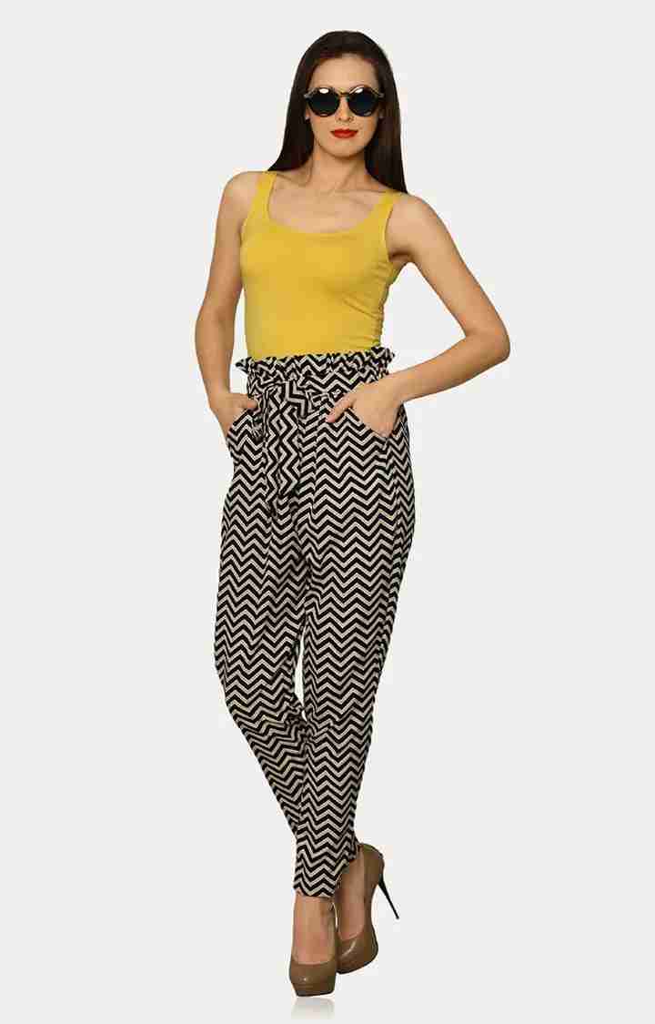 Women's Black Striped Culottes