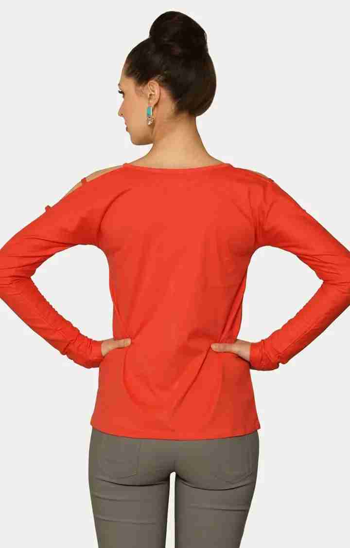 Women's Red Viscose SolidCasualwear Regular T-Shirts