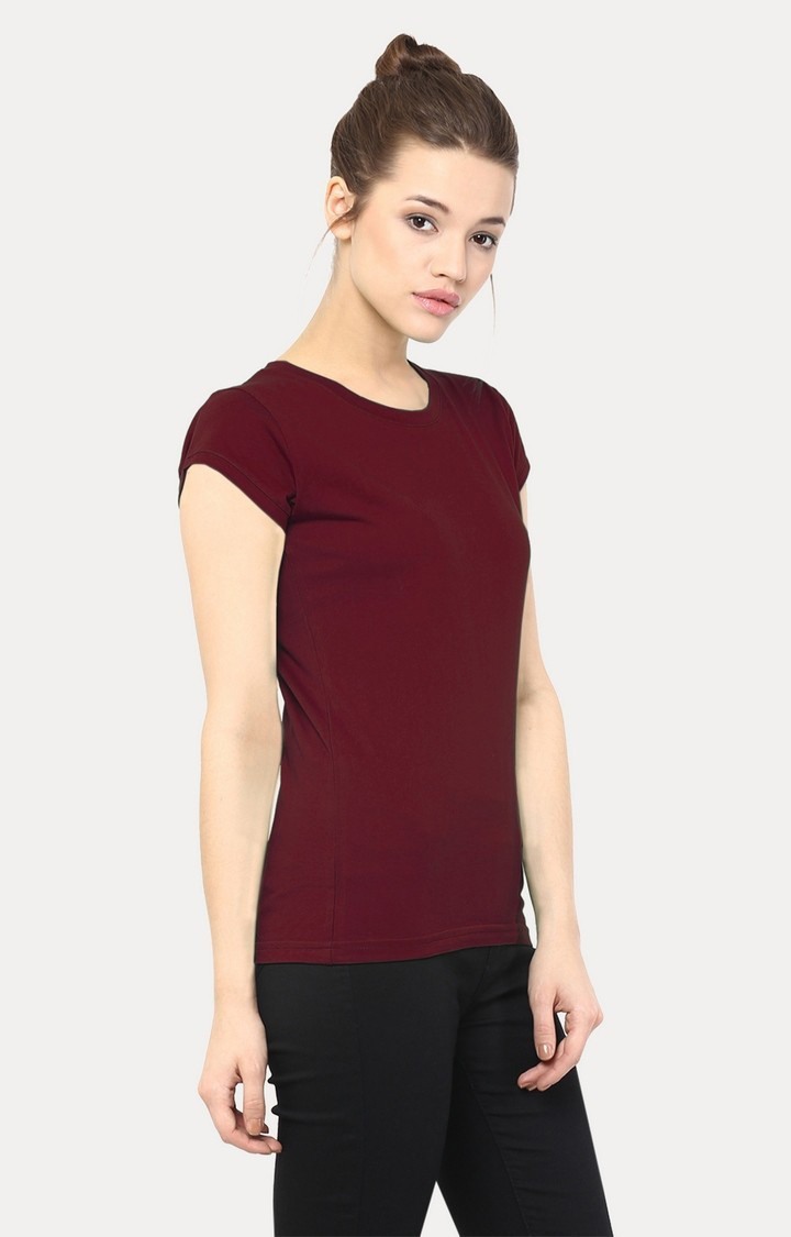 Women's Red Viscose SolidCasualwear Regular T-Shirts