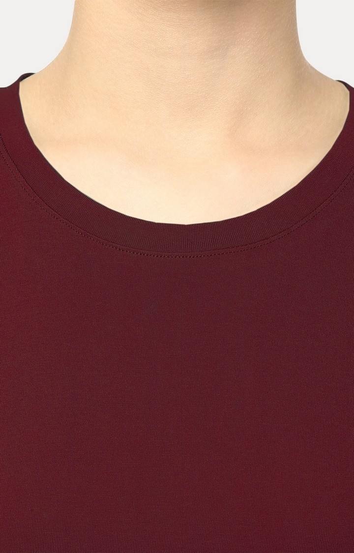 Women's Red Viscose SolidCasualwear Regular T-Shirts
