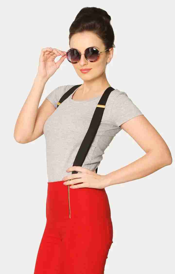 Women's Grey Viscose MelangeCasualwear Regular T-Shirts