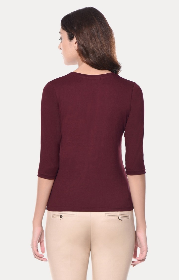 Women's Red Viscose SolidCasualwear Regular T-Shirts