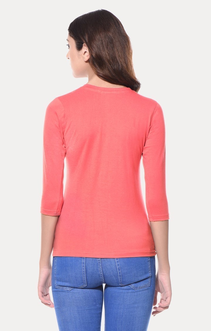 Women's Pink Viscose SolidCasualwear Regular T-Shirts