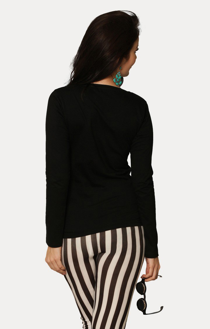 Women's Black Viscose SolidCasualwear Regular T-Shirts