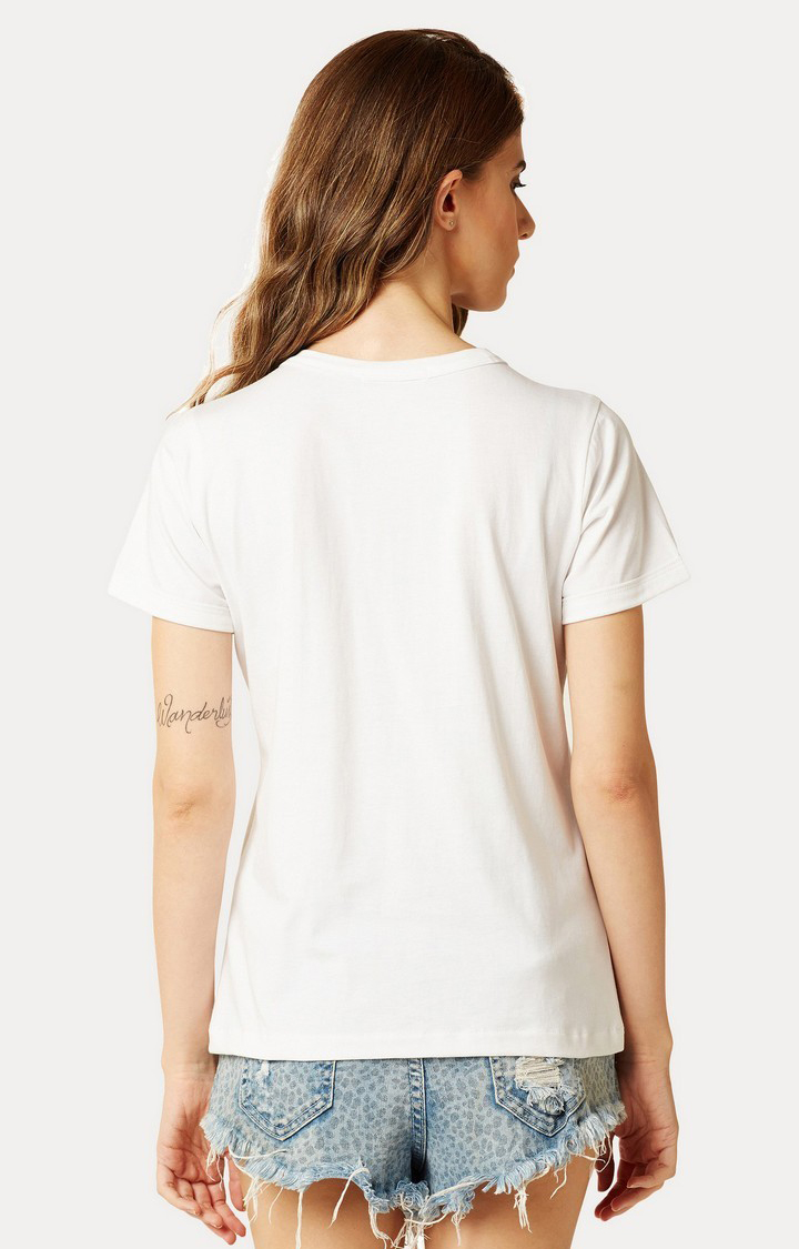 Women's White Cotton SolidCasualwear Regular T-Shirts