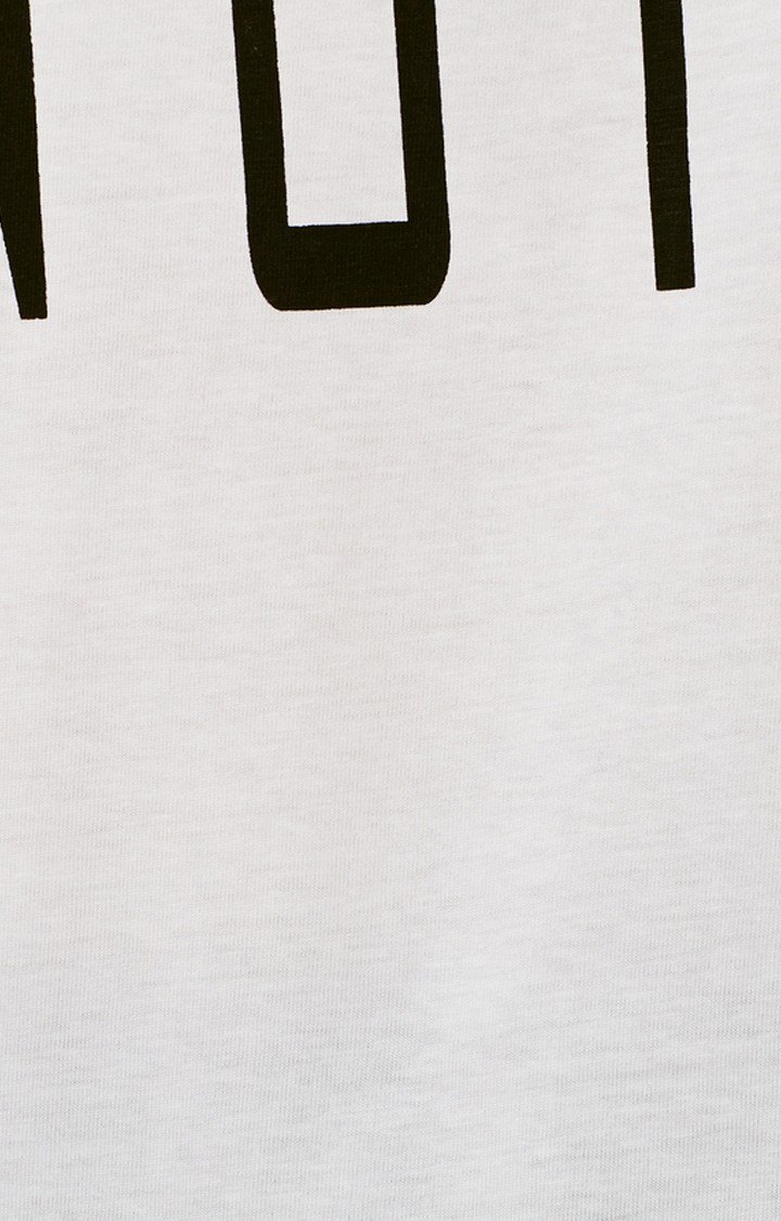 Women's White Cotton PrintedCasualwear Regular T-Shirts