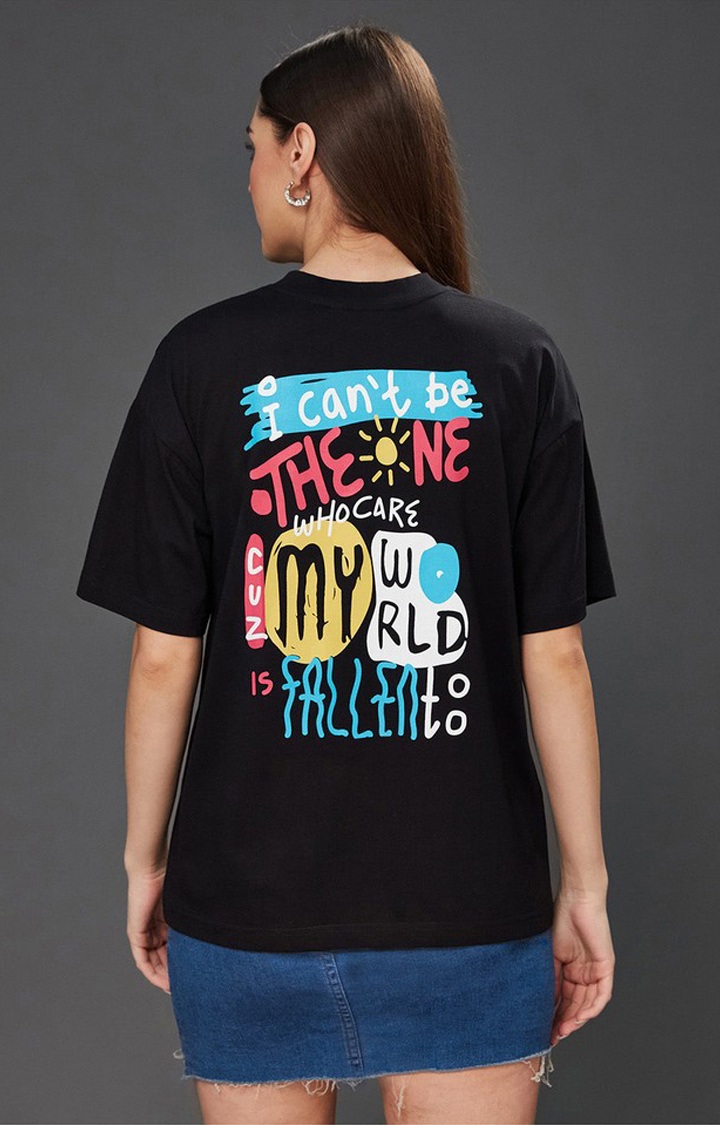 Women's Black Cotton  T-Shirts