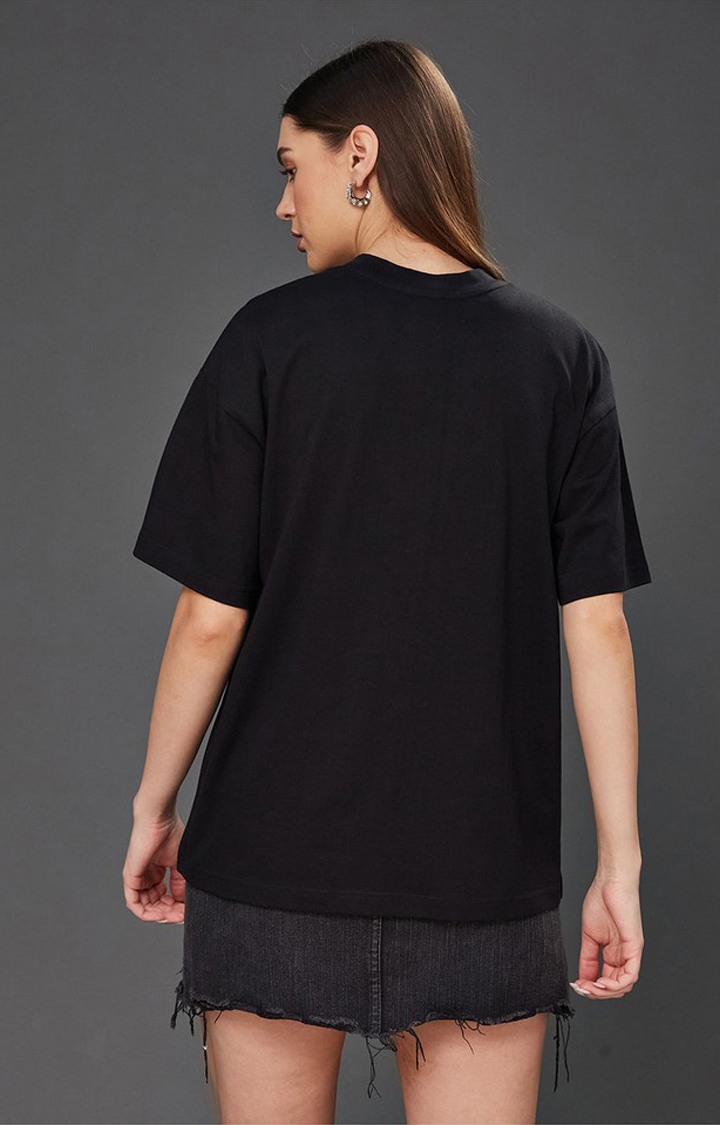 Women's Black Cotton  T-Shirts