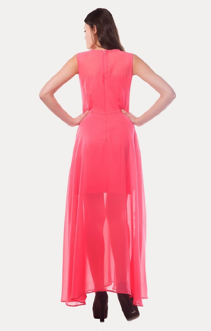 Women's Orange Viscose SolidCasualwear Maxi Dress
