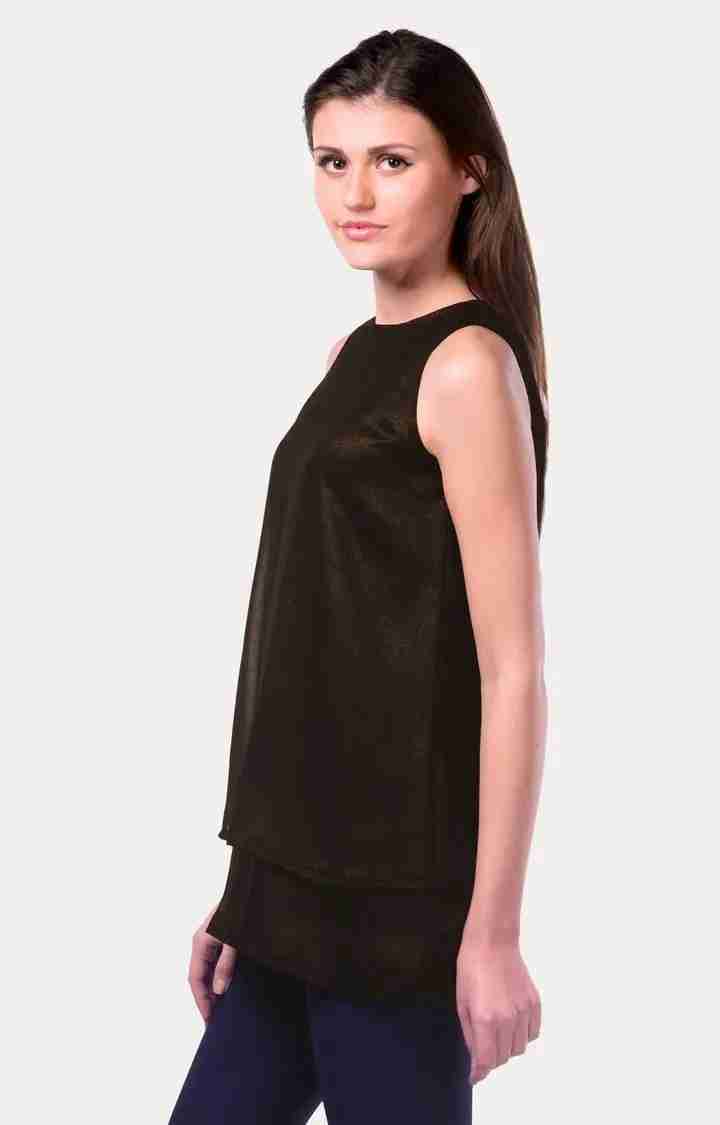 Women's Black Satin SolidCasualwear Tunics