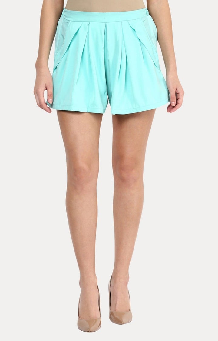 MISS CHASE | Women's Green Solid Shorts