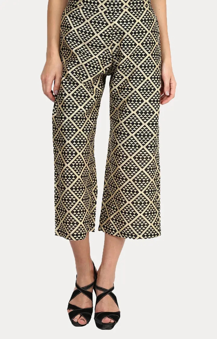 Women's Gold Printed Culottes