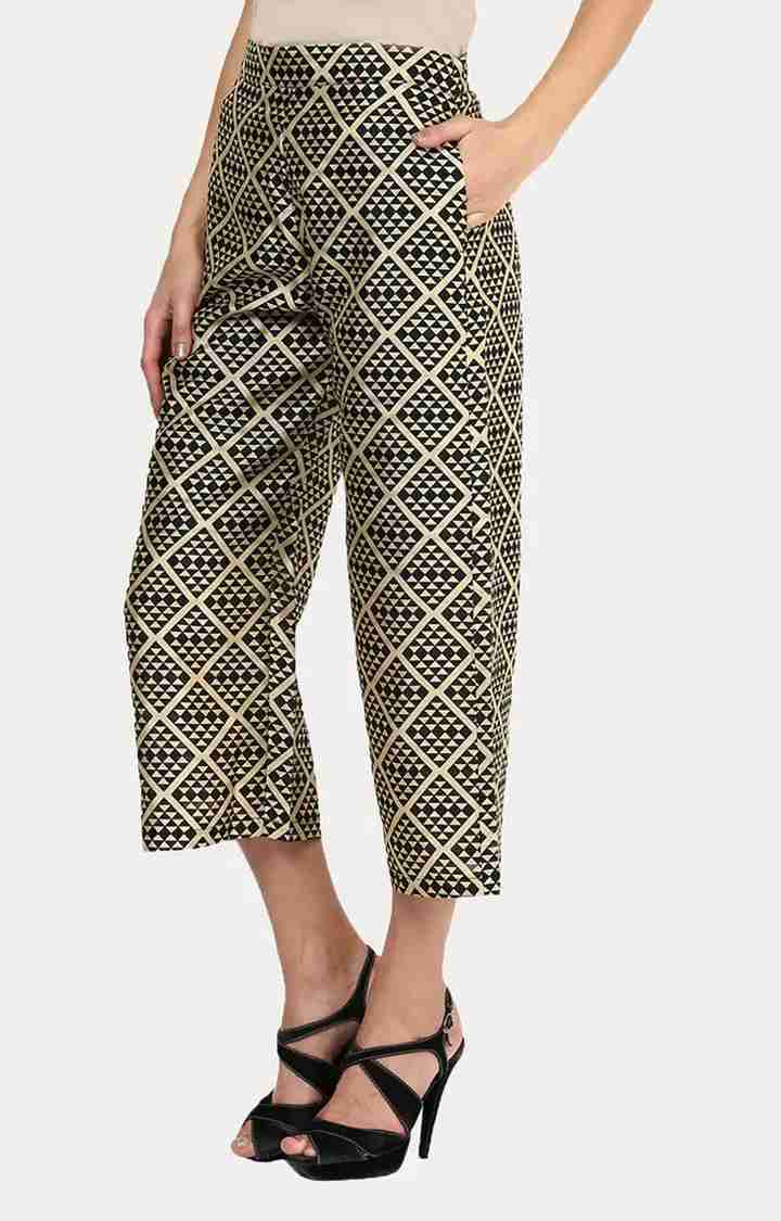 Women's Gold Printed Culottes