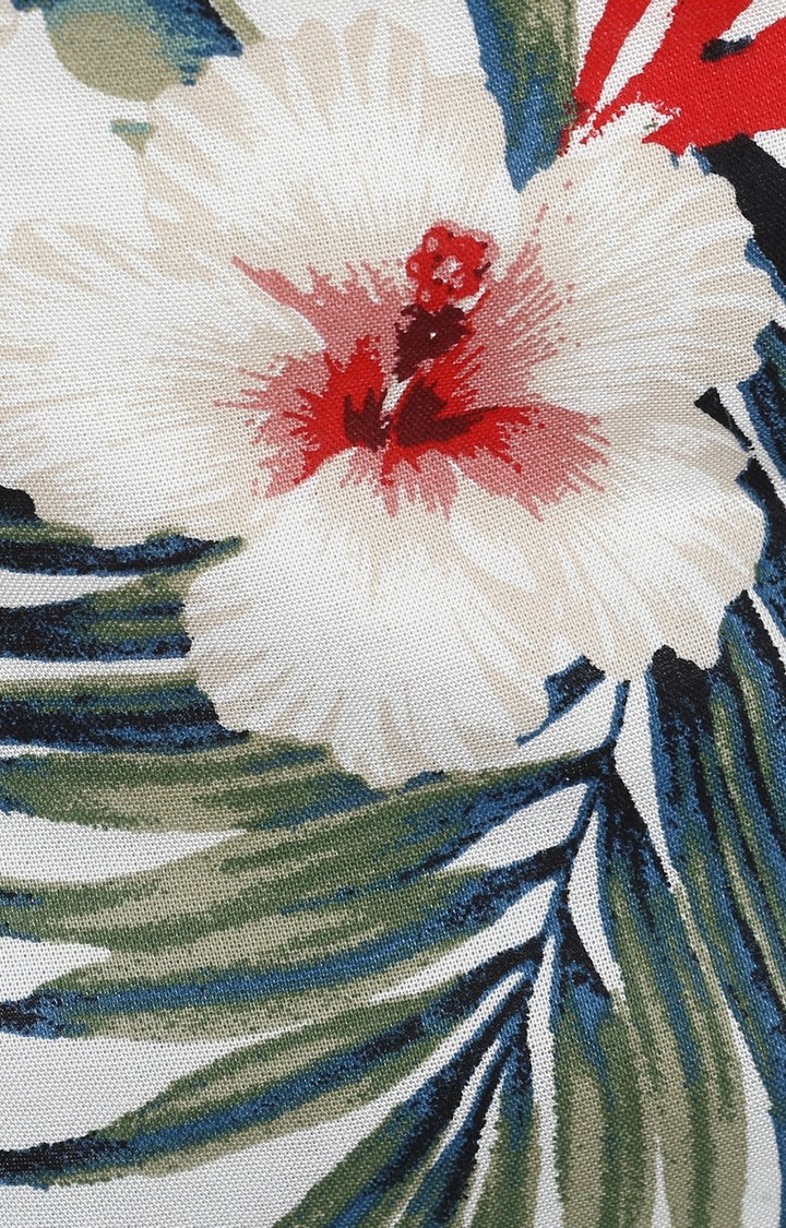 Women's White Floral Straight Skirt