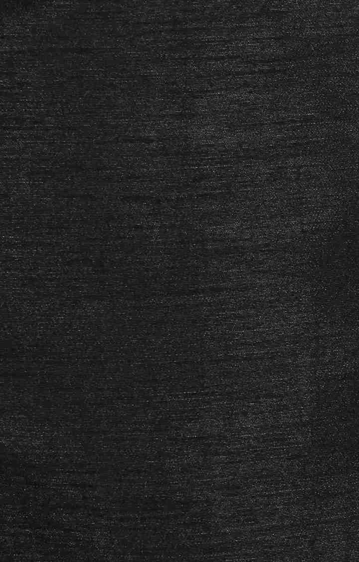 Women's Black Silk SolidEveningwear Skater Dress