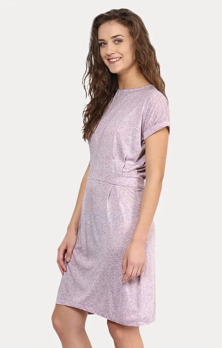 MISS CHASE | Women's Purple Melange Shift Dress 2