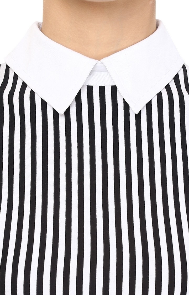Women's Grey Viscose StripedCasualwear Sheath Dress