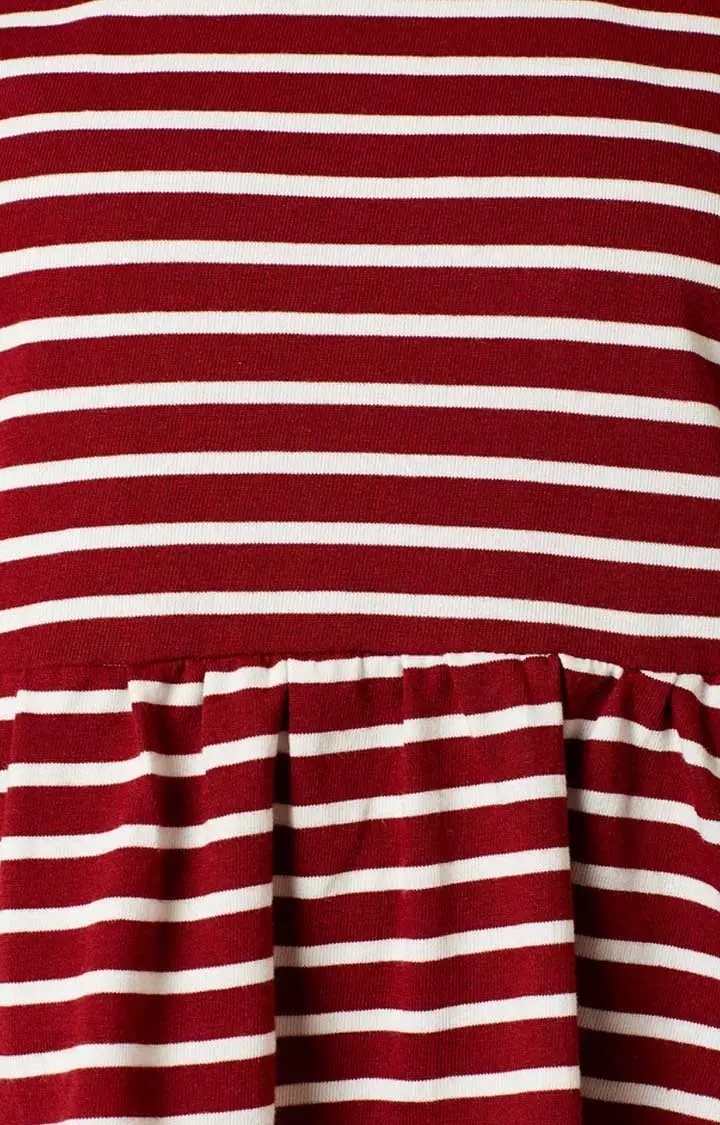 MISS CHASE | Women's Red Striped Peplum Top 4