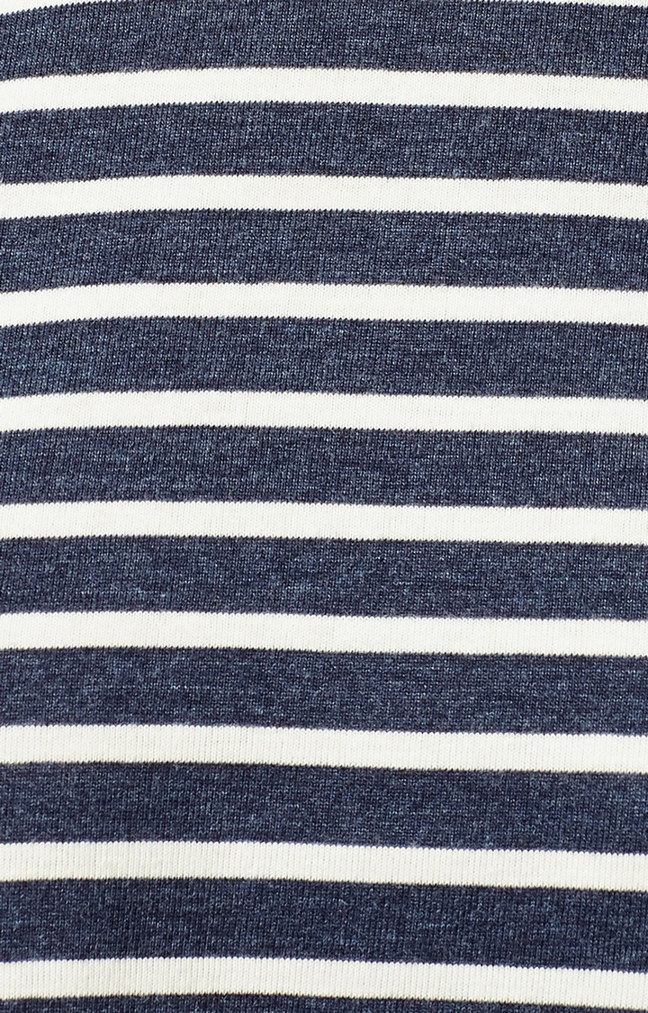 Women's Blue Cotton StripedCasualwear Peplum Top