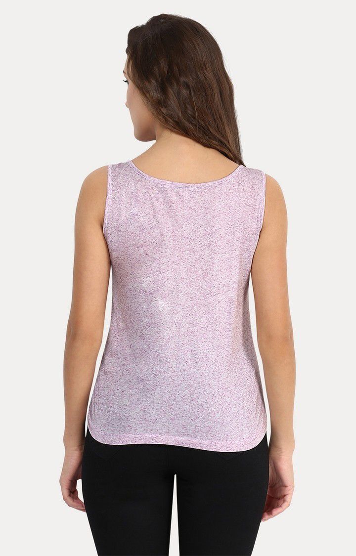 Women's Purple Viscose MelangeCasualwear Regular T-Shirts