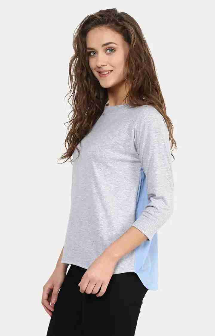 Women's Grey Viscose MelangeCasualwear Regular T-Shirts