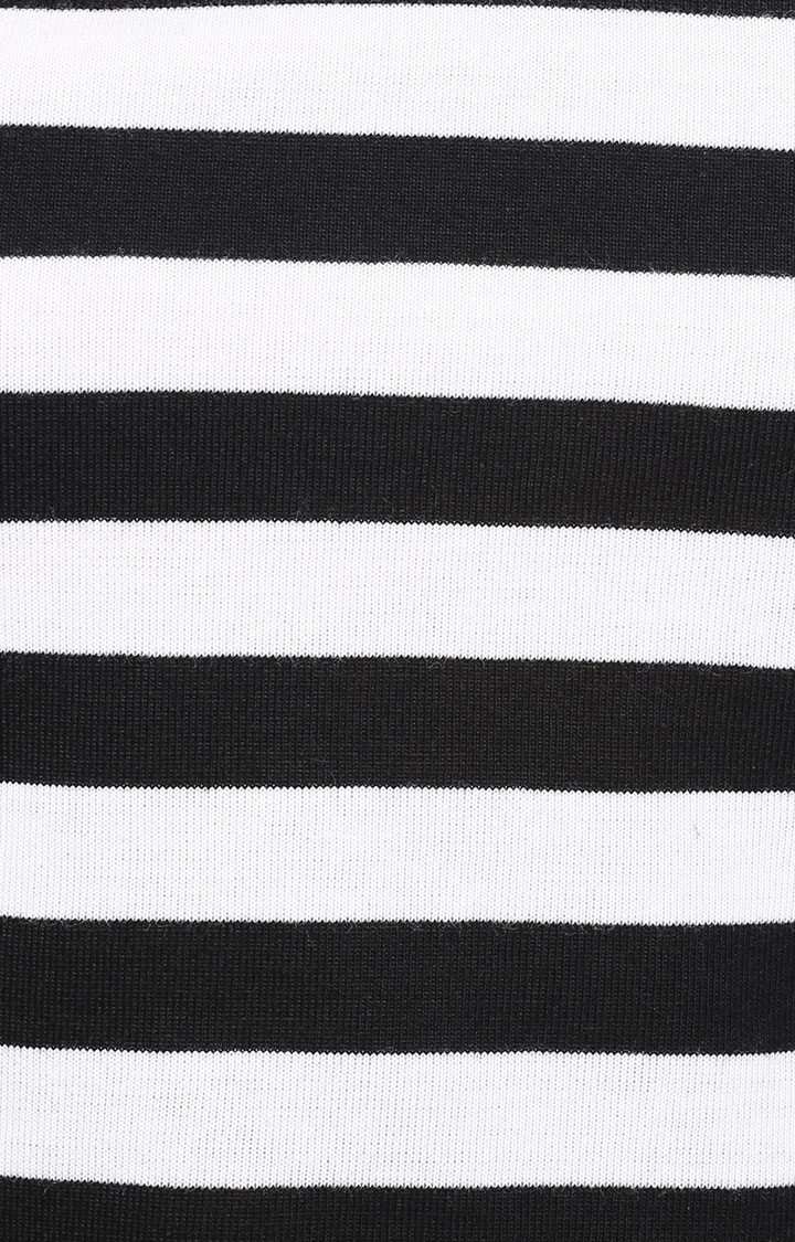 Women's Black Viscose StripedCasualwear Off Shoulder Top