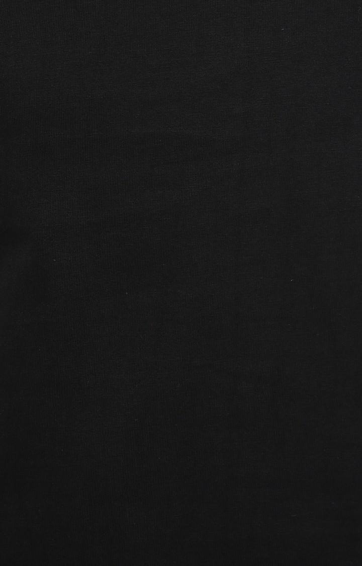 Women's Black Viscose SolidCasualwear Crop T-Shirts