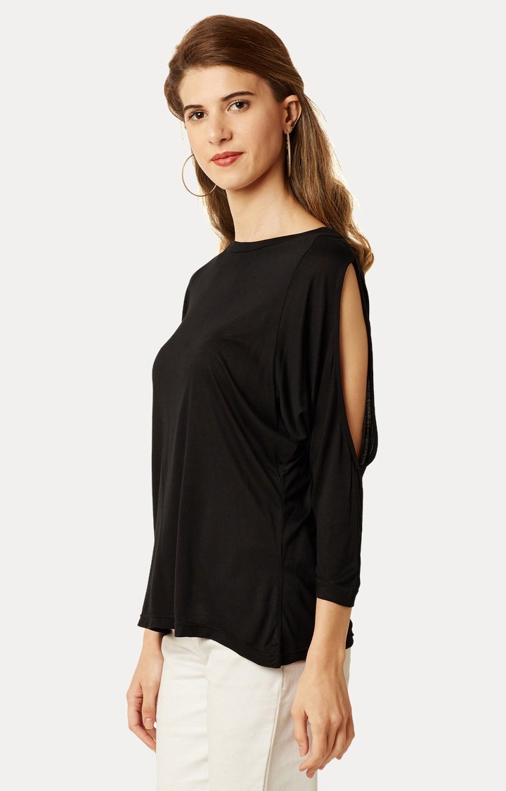 MISS CHASE | Women's Black Solid Tops 2
