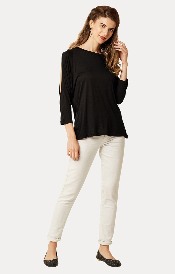 MISS CHASE | Women's Black Solid Tops 1