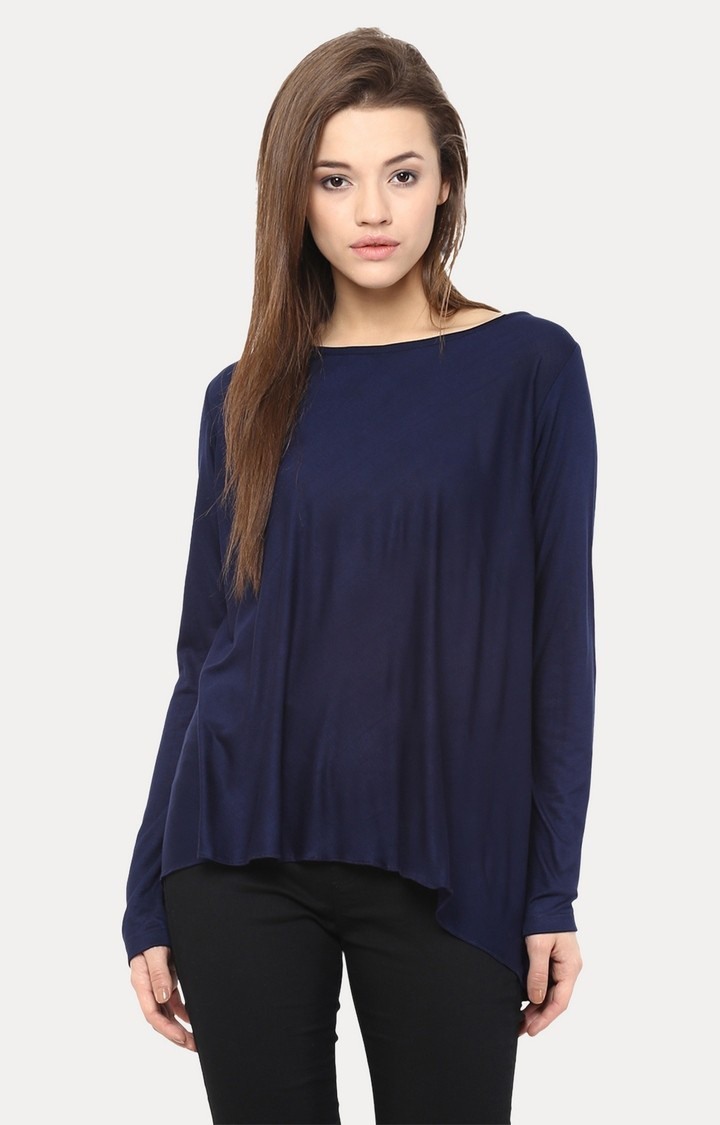 MISS CHASE | Women's Blue Polyester SolidCasualwear Tops