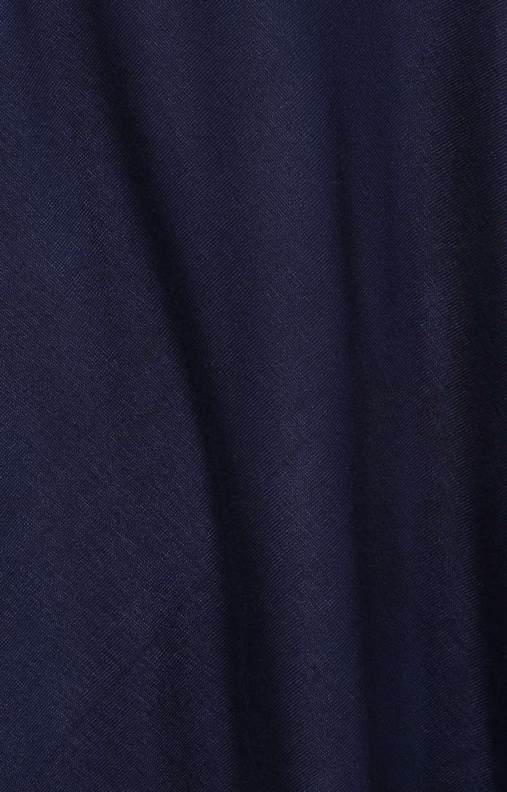 Women's Blue Polyester SolidCasualwear Tops